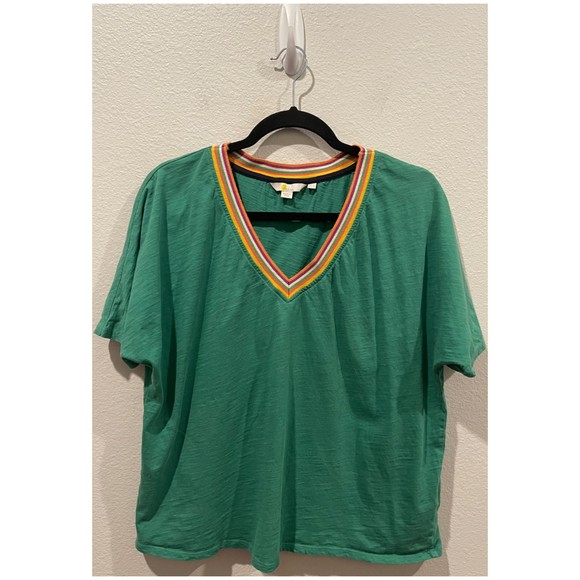 BODEN Beatrice Short Sleeve V-Neck Multicolor Blouse - Picture 2 of 5